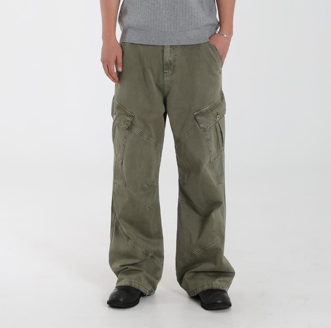 원티드 포켓 카고팬츠 카키 카고바지 상품이미지2