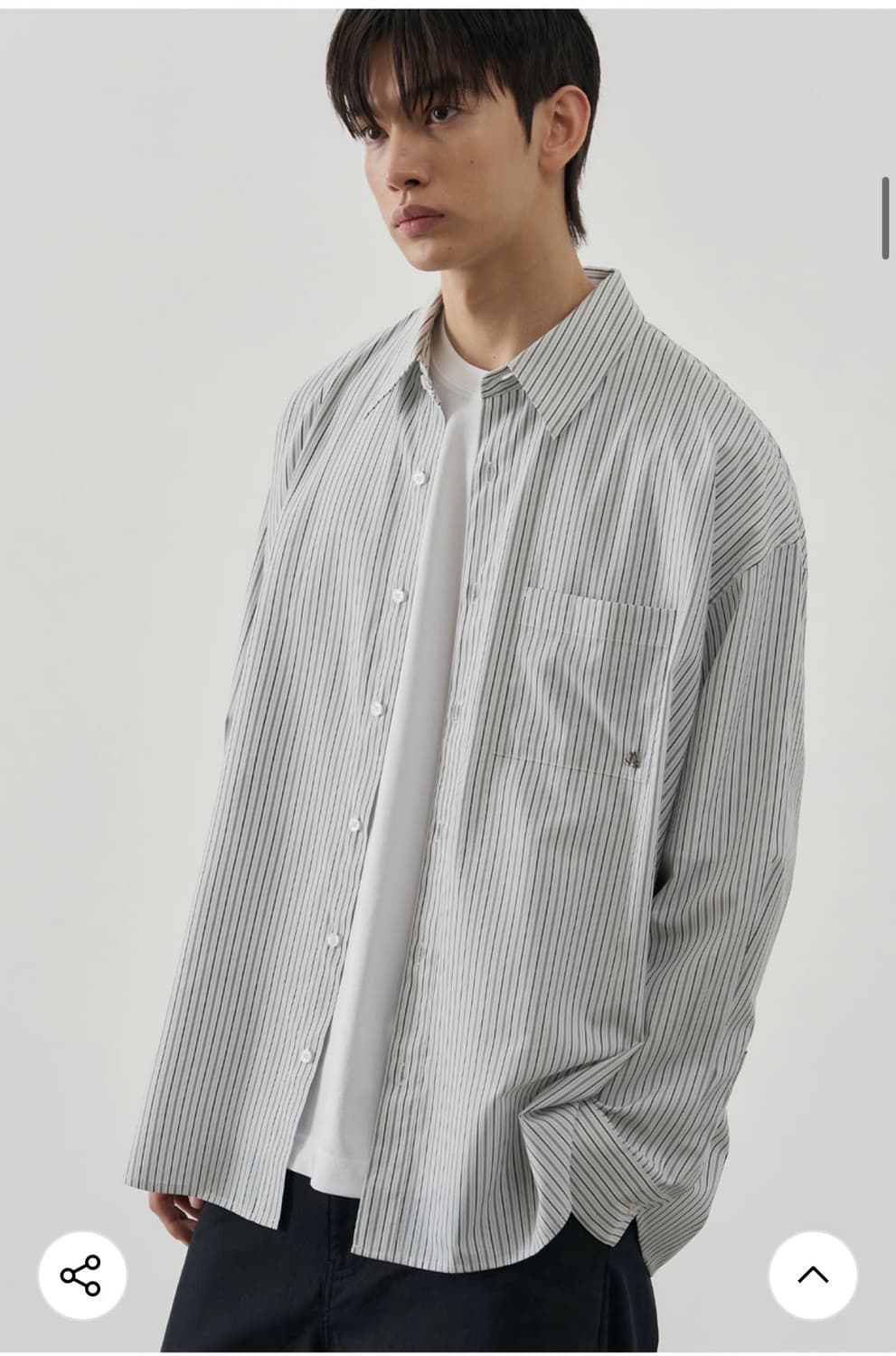 (L) 알리스 포인티드 실키 스트라이프 셔츠 [화이트] 판매 상품이미지3