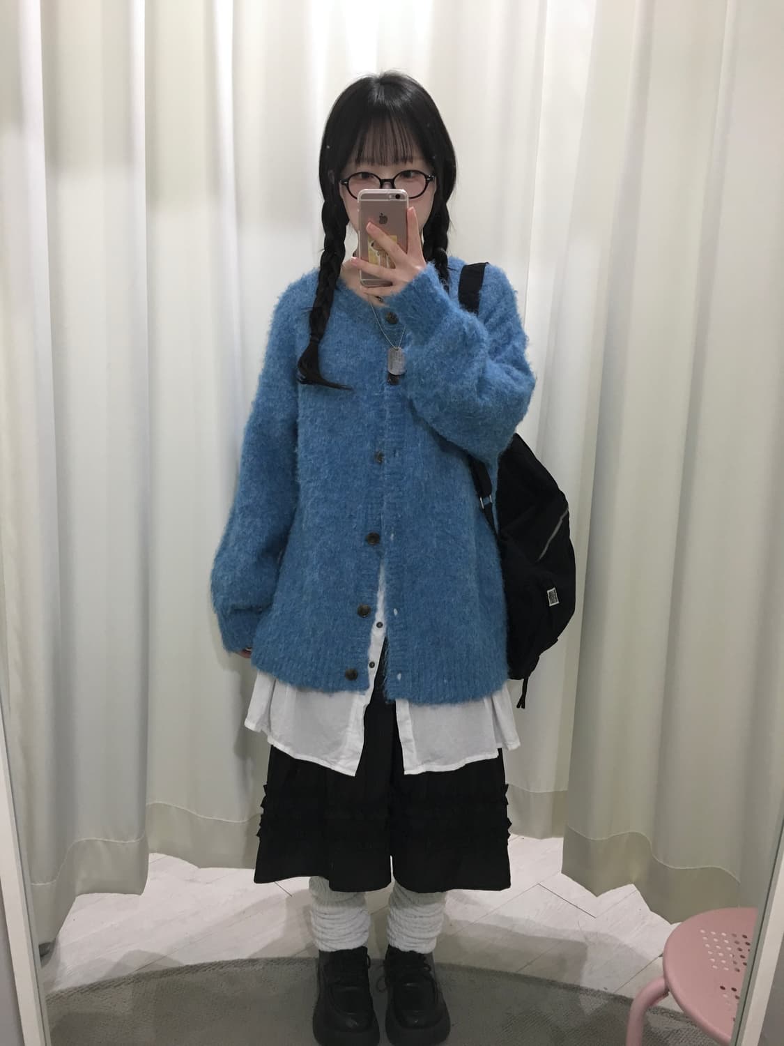 블루 오버핏 부클 가디건 상품이미지2