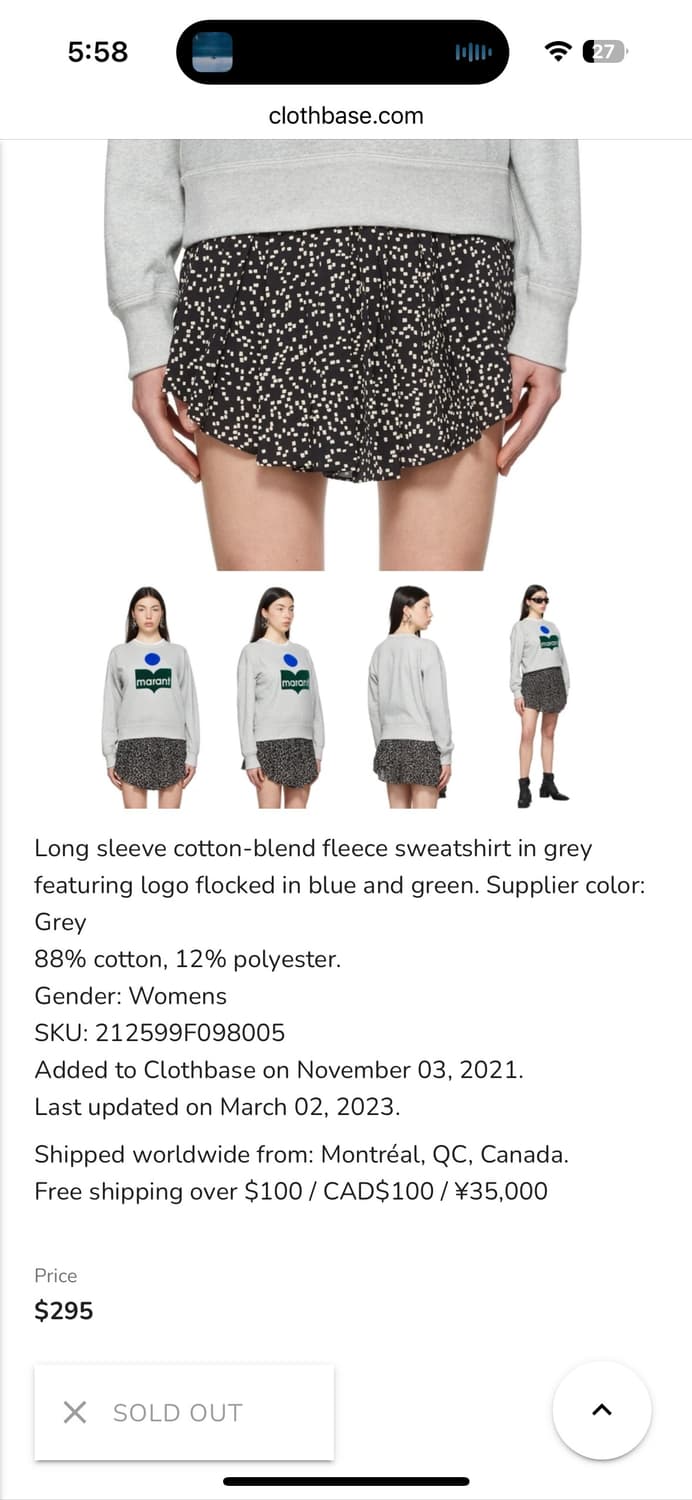 이자벨마랑 에뚜왈 맨투맨 상품이미지2