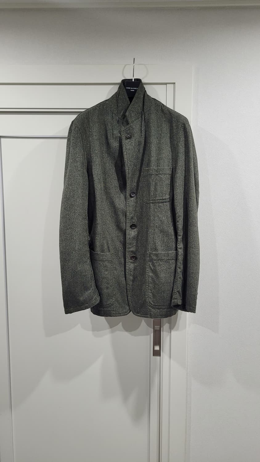 꼼데가르송 옴므 퍼커링 카키 울자켓 반우라 L 상품이미지5