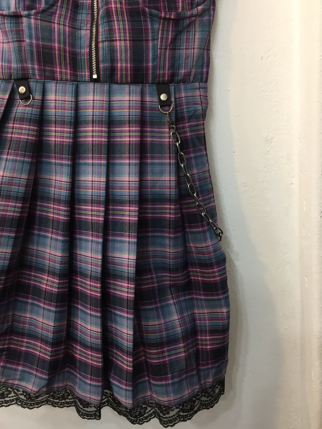 펑크 체인 체크 원피스 상품이미지2