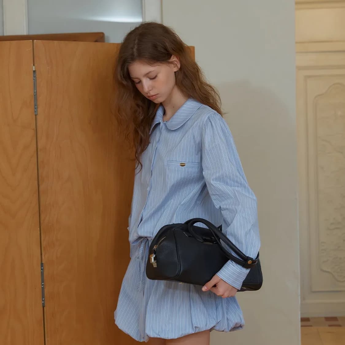 아노에틱 스트라이프 셔츠 벌룬스커트 세트 상품이미지3