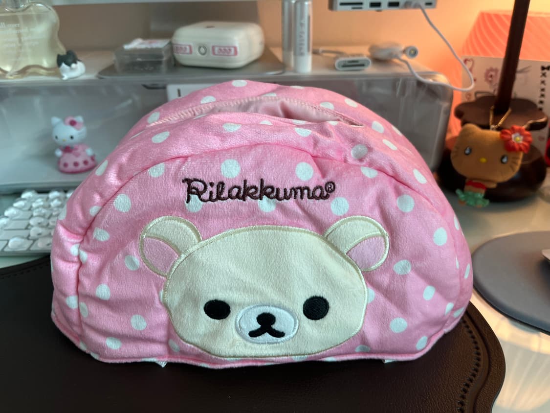 리락쿠마 핑크 땡땡이 티슈커버 상품이미지1