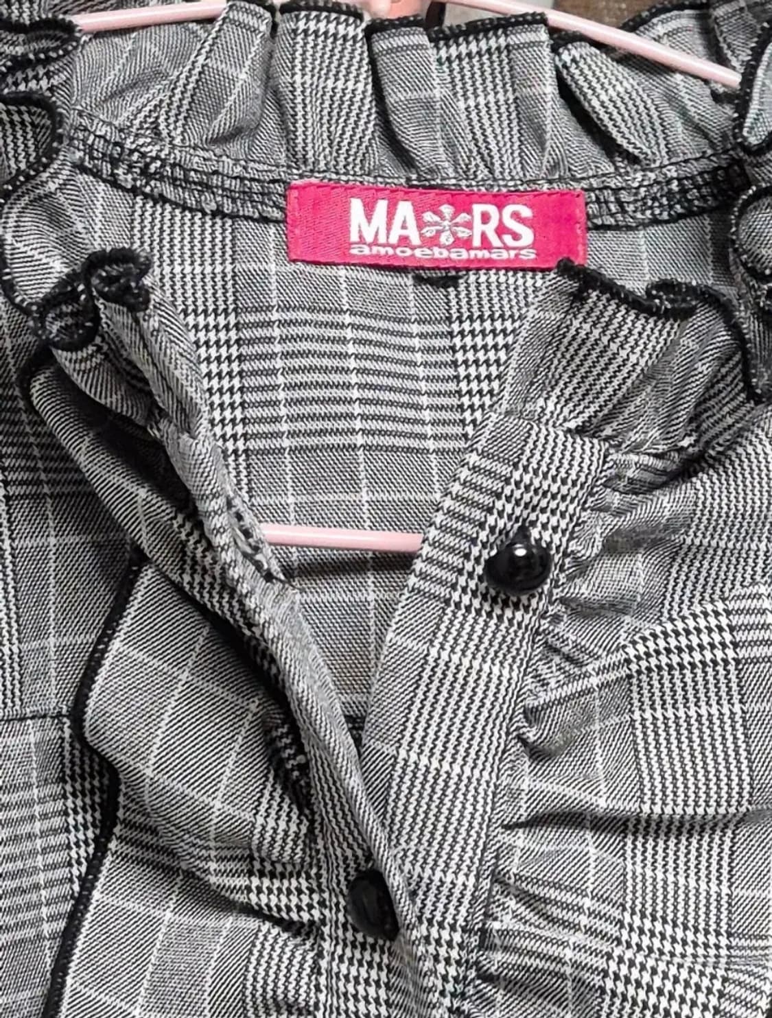 마즈 mars 체크 옾숄 블라우스 양지뢰 양산형 지뢰계 섭컬 일브 상품이미지2