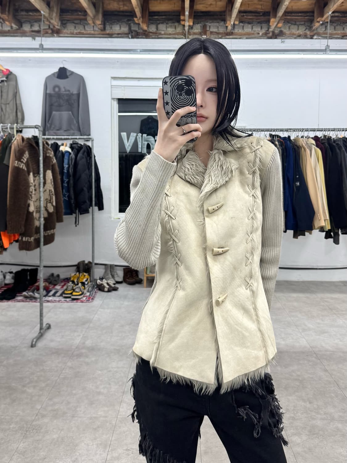 La pastel 퍼 트리밍 니트 자켓 상품이미지9