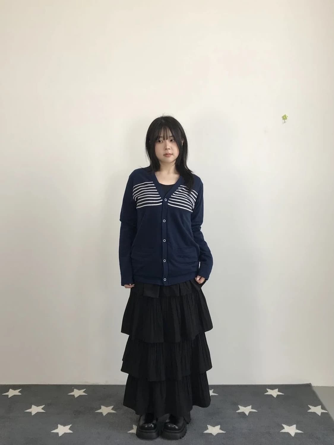 TKMIXPICE Navy Stripe V-Neck Cardigan 상품이미지2