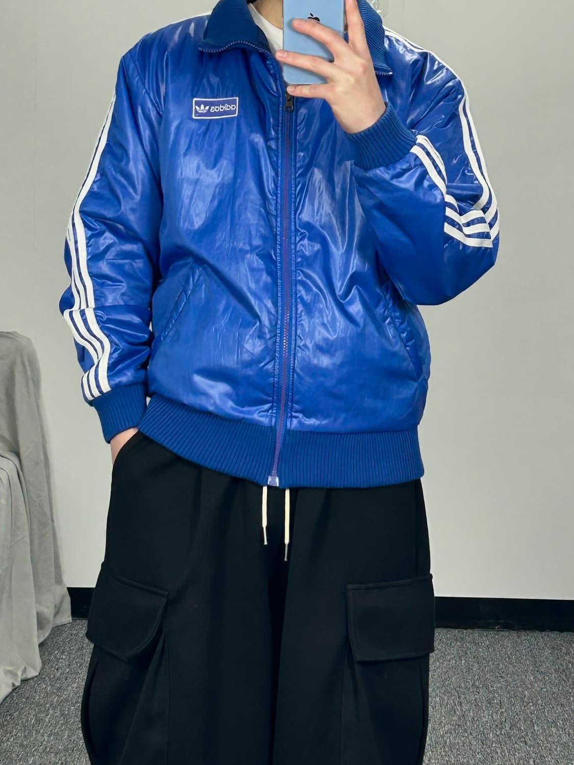 아디다스 올드스쿨 로고 블루 점퍼 자켓 M  상품이미지2