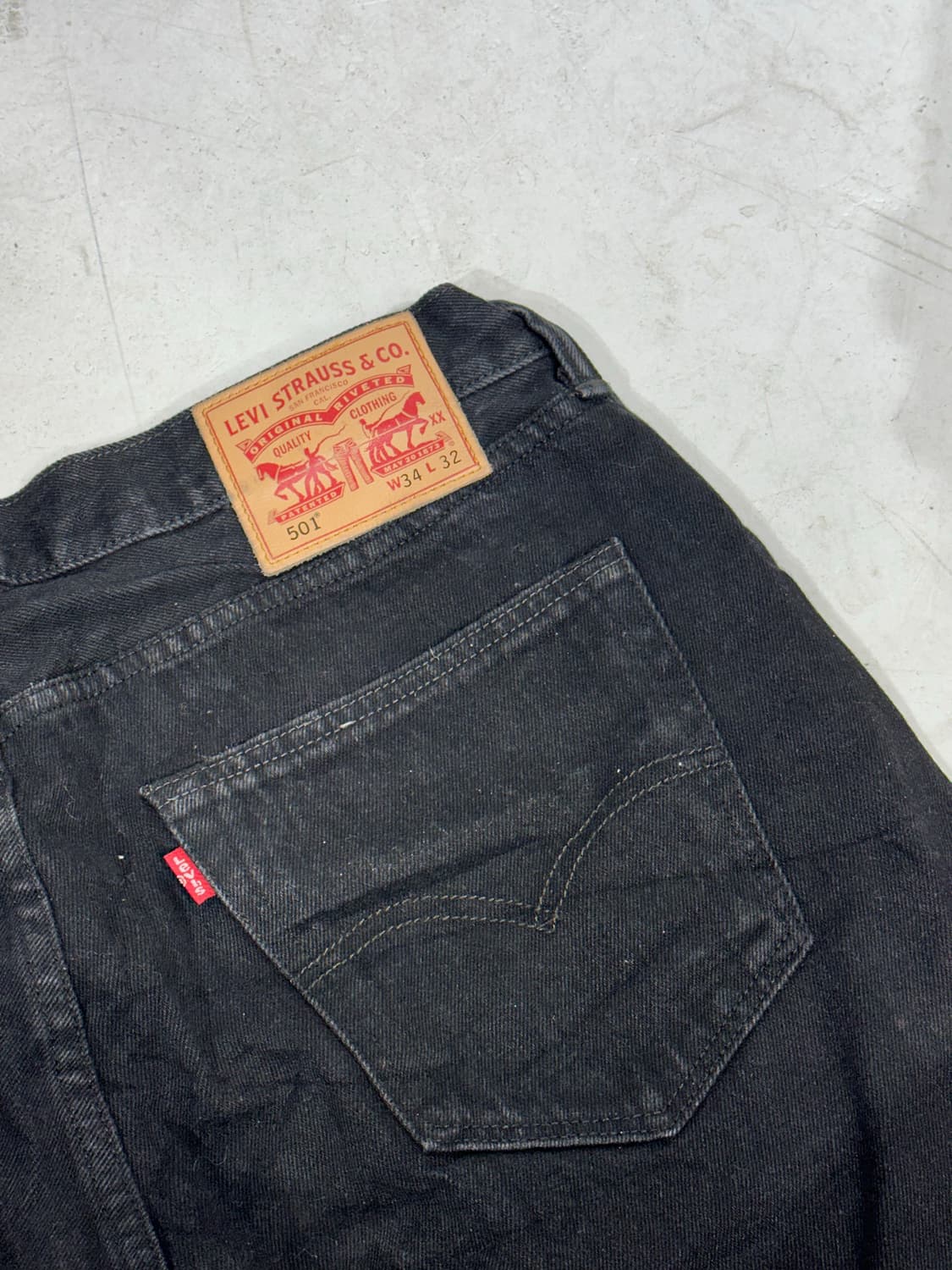 리바이스 501 흑청 와이드 데님 팬츠 34 상품이미지6