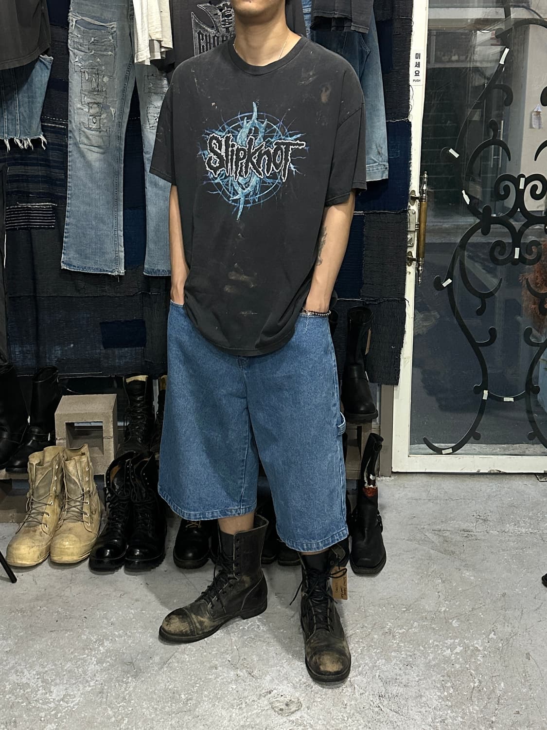 00's FUBU 푸부 데님 배기 쇼츠 버뮤다 카펜터 팬츠 상품이미지3