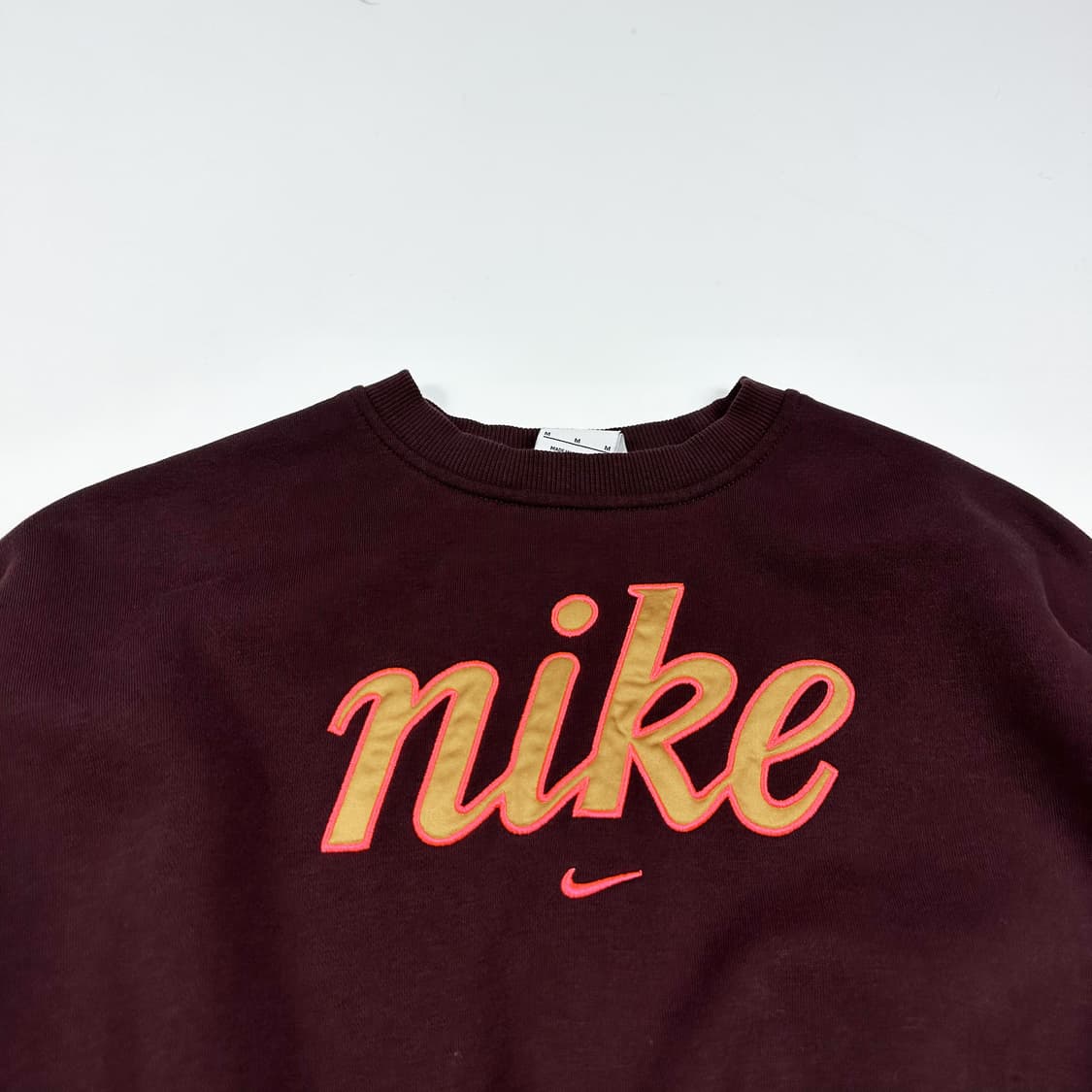 나이키 스우시 키즈 버건디 크롭 맨투맨 (실측 XS 여성추천) 상품이미지1