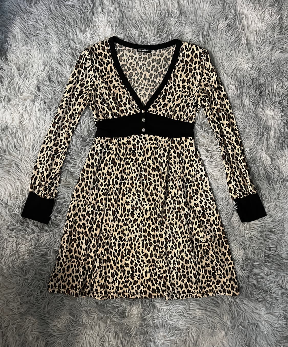 갸루 호피 레오파드 실크 원피스 상품이미지7