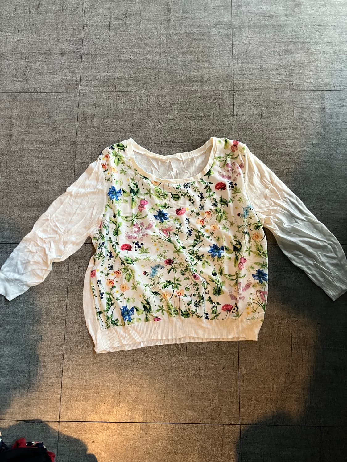 일본빈티지 Sunt 오리엔탈보헤미안 하구미모리걸 플라워 레이어드긴팔티셔츠 상품이미지1