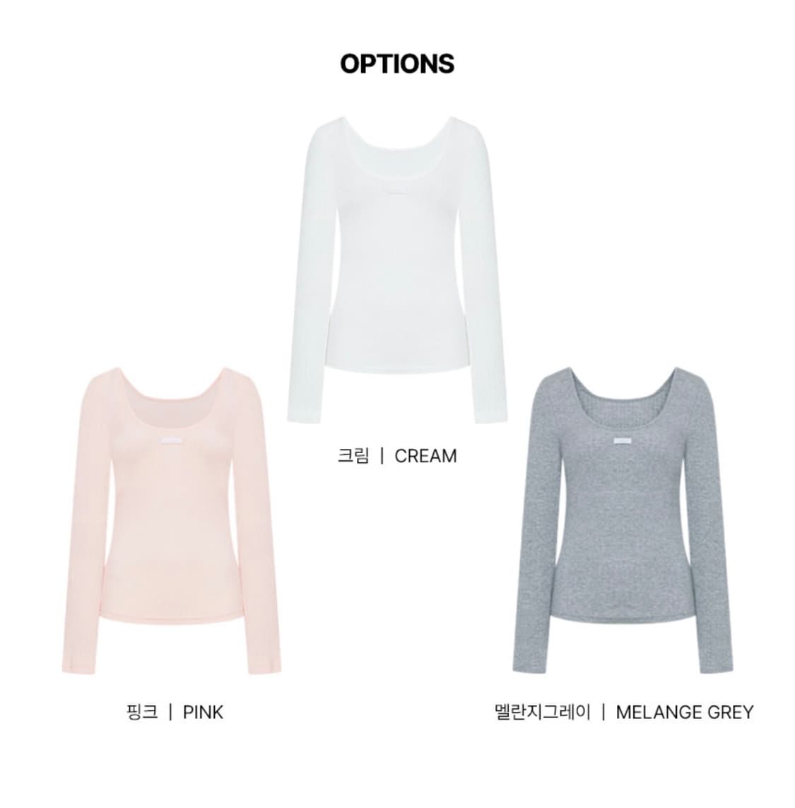 레터프롬문 레터즈 투웨이 슬림 티셔츠 롱슬리브딥유넥백트임발레코어원오프숄더 상품이미지10
