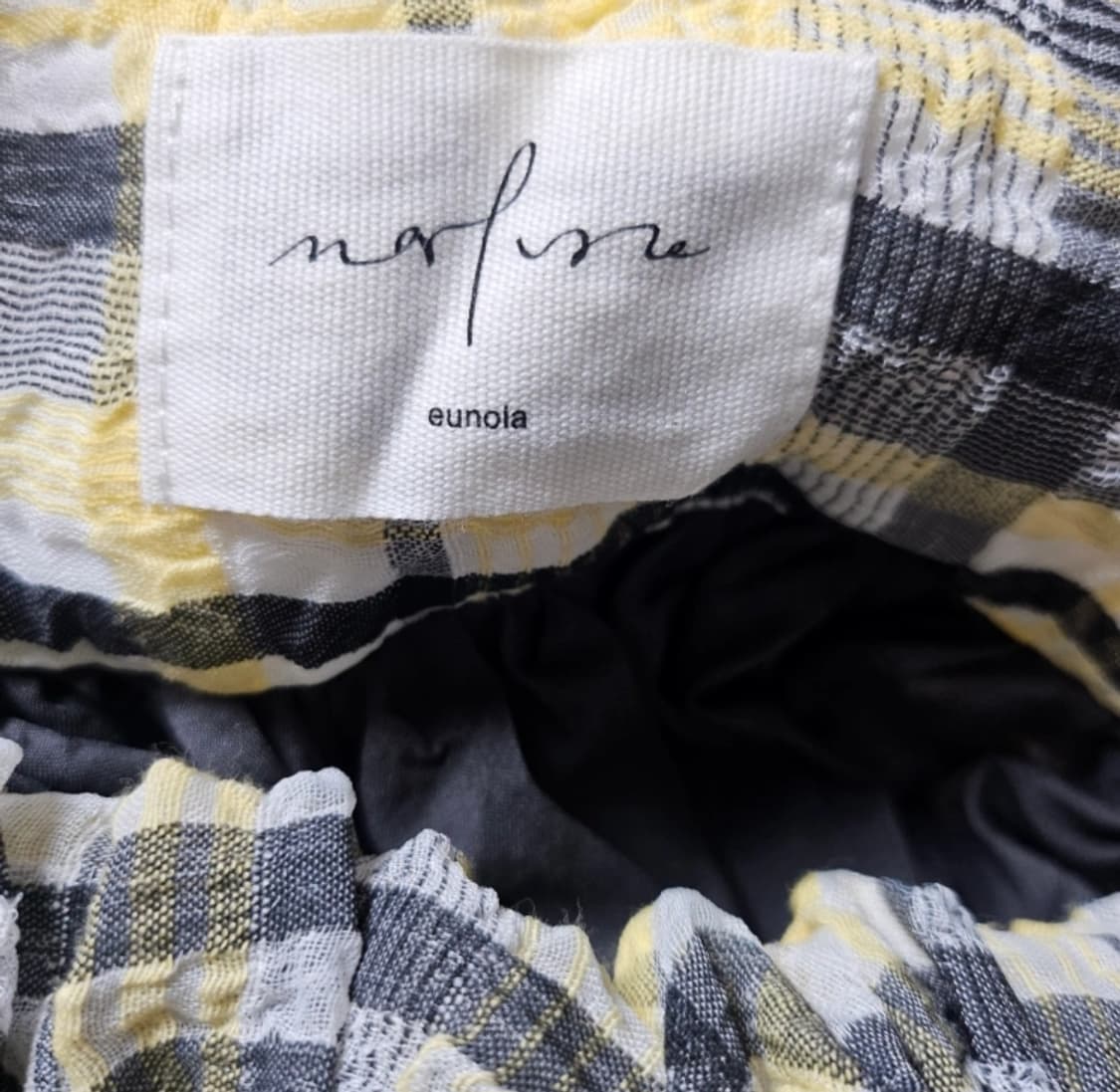 (새상품) 유노이아 체크 스커트 옐로우 (밴딩 프리) 상품이미지7