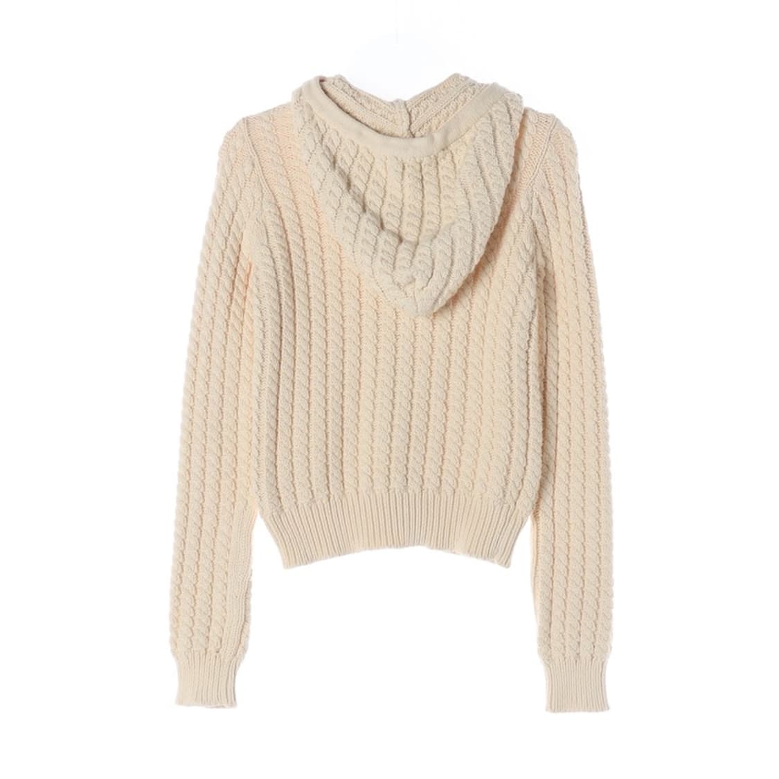 랄프로렌 크림 꽈배기 후드 가디건 XL 상품이미지2