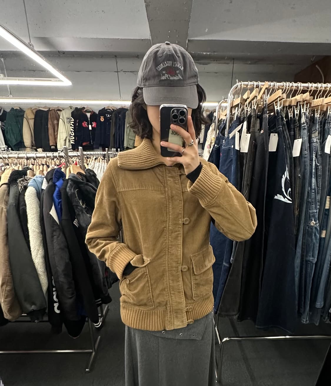 M)Japanese vintage 여성 코듀로이 베이지 봄버 자켓 상품이미지1