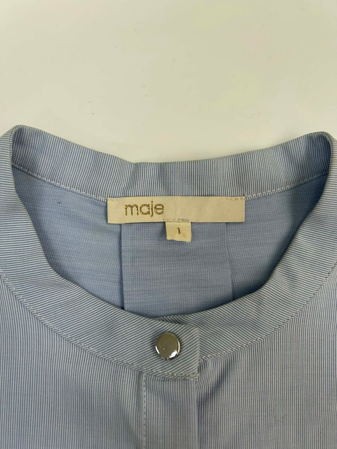 [1] Maje 마쥬 차이나넥 밴드 칼라 프릴 셔츠 블라우스 상품이미지4