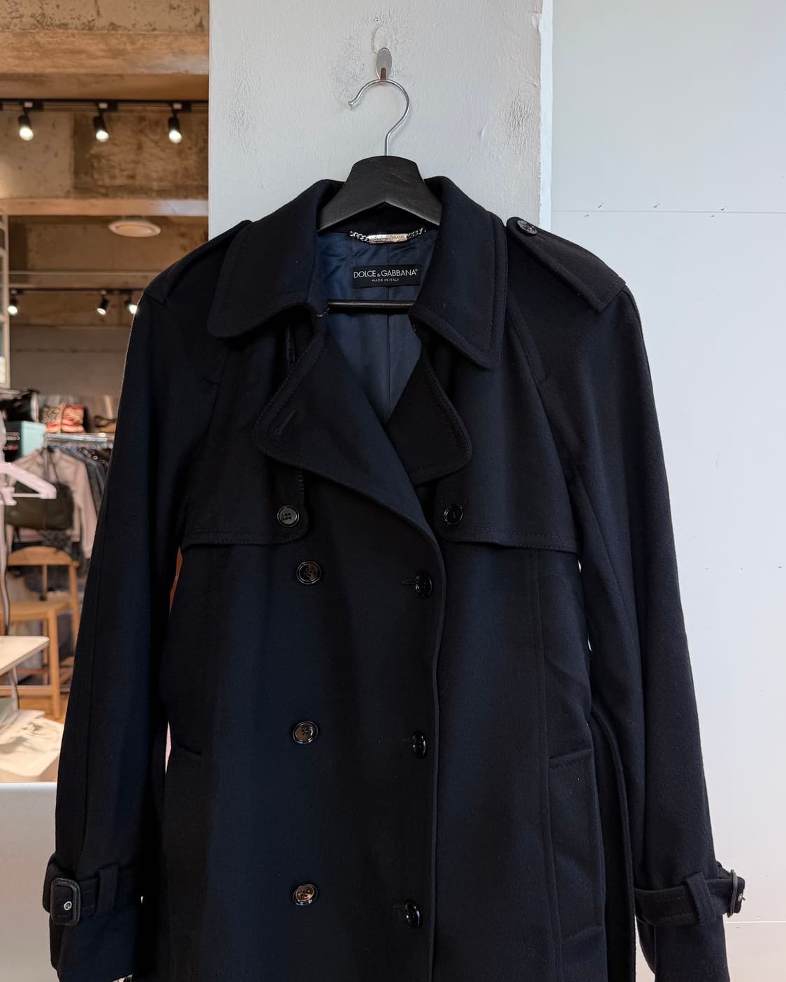 돌체앤가바나 블랙 캐시미어 혼방 트렌치코트 상품이미지3
