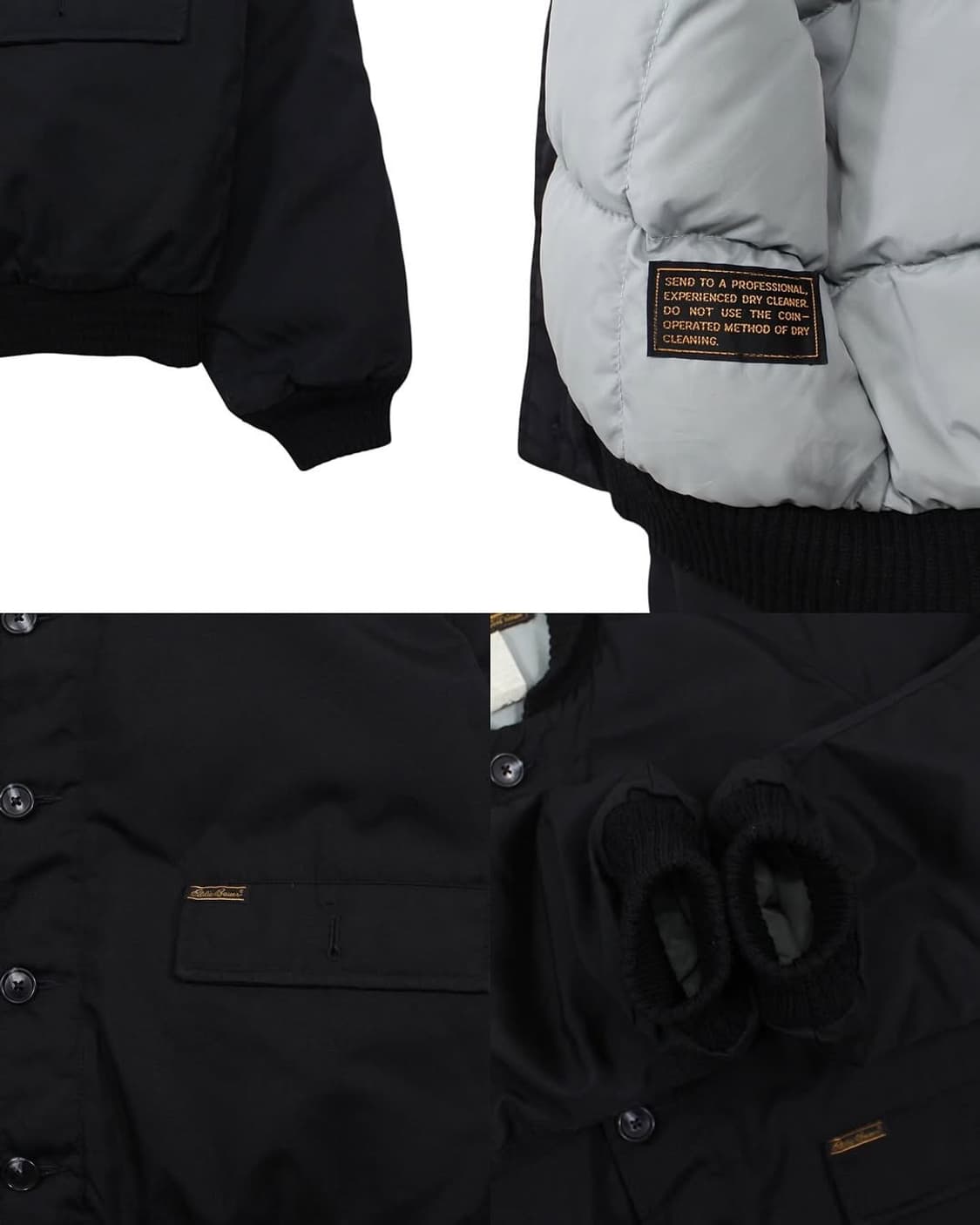 1980s USA 에디바우어 타입 A-1 구스다운 자켓 블랙 빈티지 미제 상품이미지6