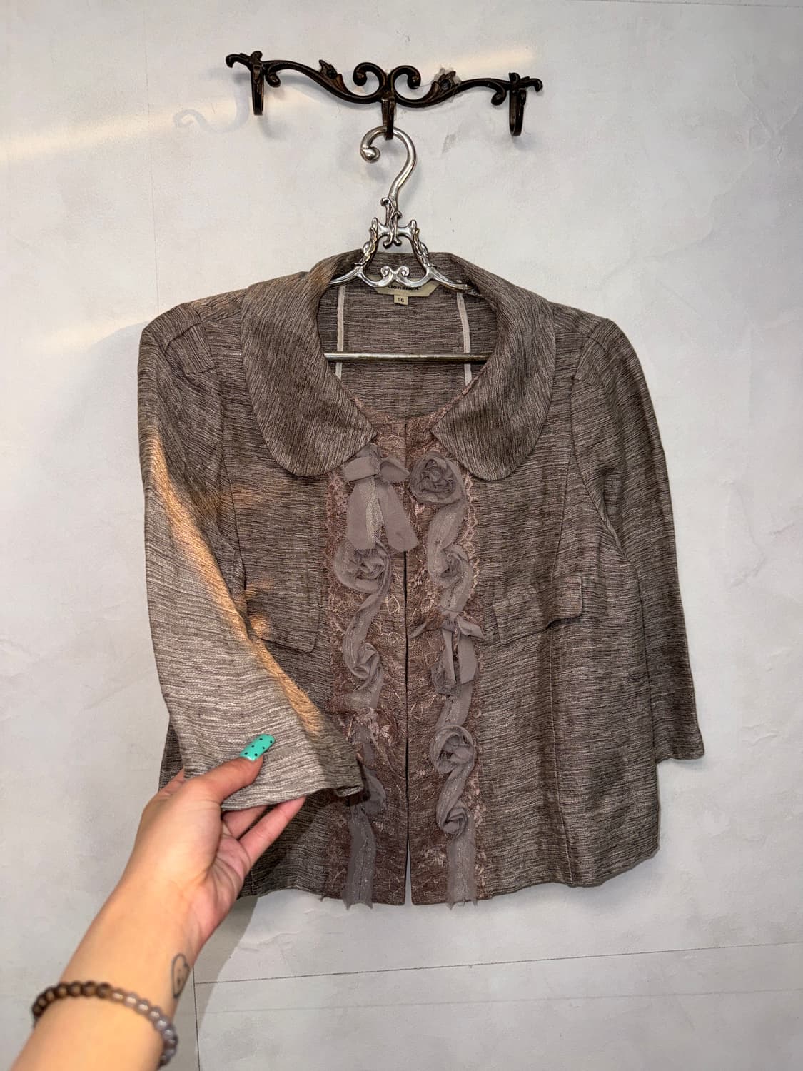 Johanex pink brown rose lace linen jk 상품이미지5