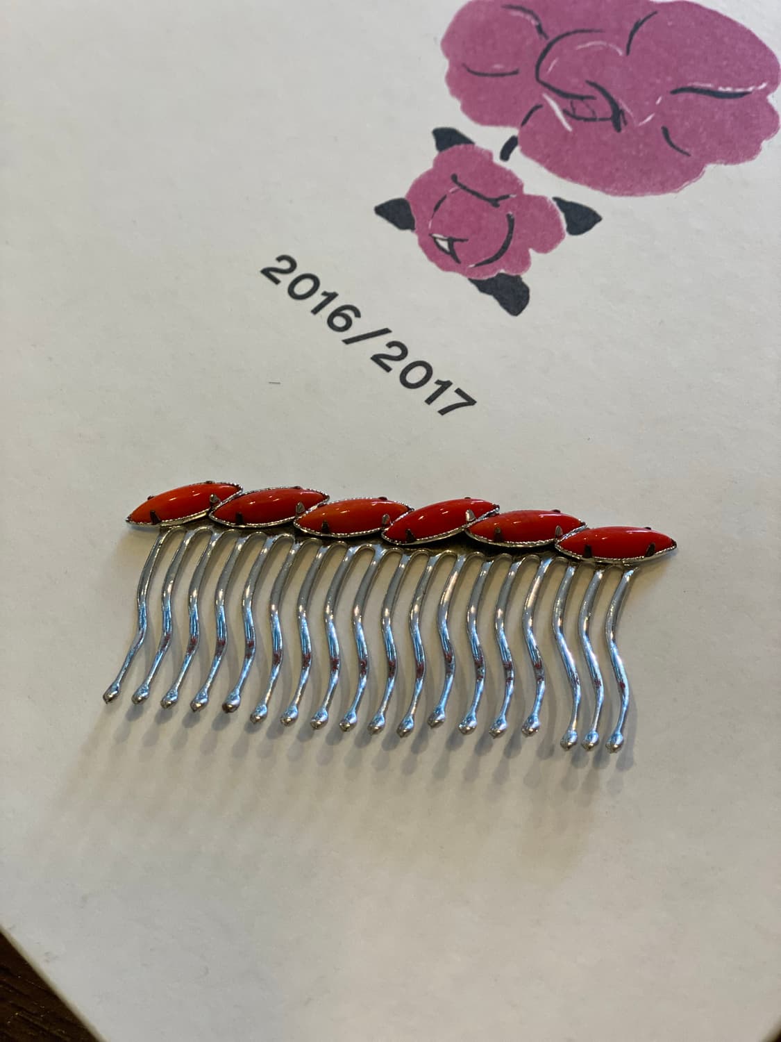 천연 산호 빗핀 헤어핀 상품이미지3