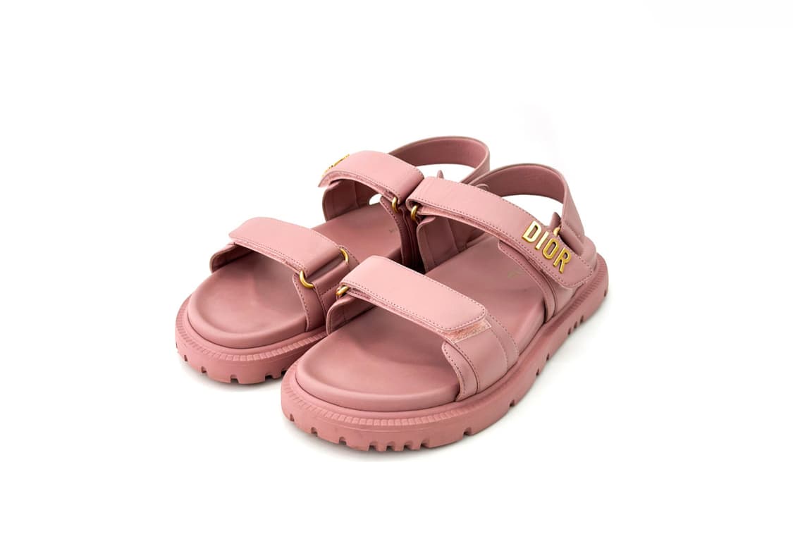 [39] Dior 디올 디올액트 여성 벨크로 램스킨 스트랩 샌들 핑크 상품이미지1