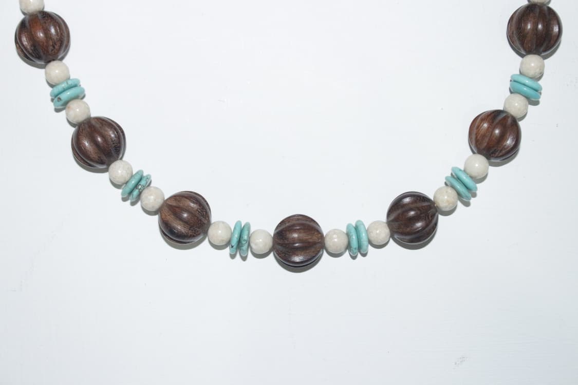 나무 터키석 재스퍼 가죽끈 목걸이 상품이미지2