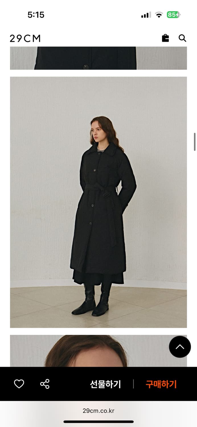 새제품/ 얀13 패딩 코트 트렌치 나그랑 블랙 코트 상품이미지3