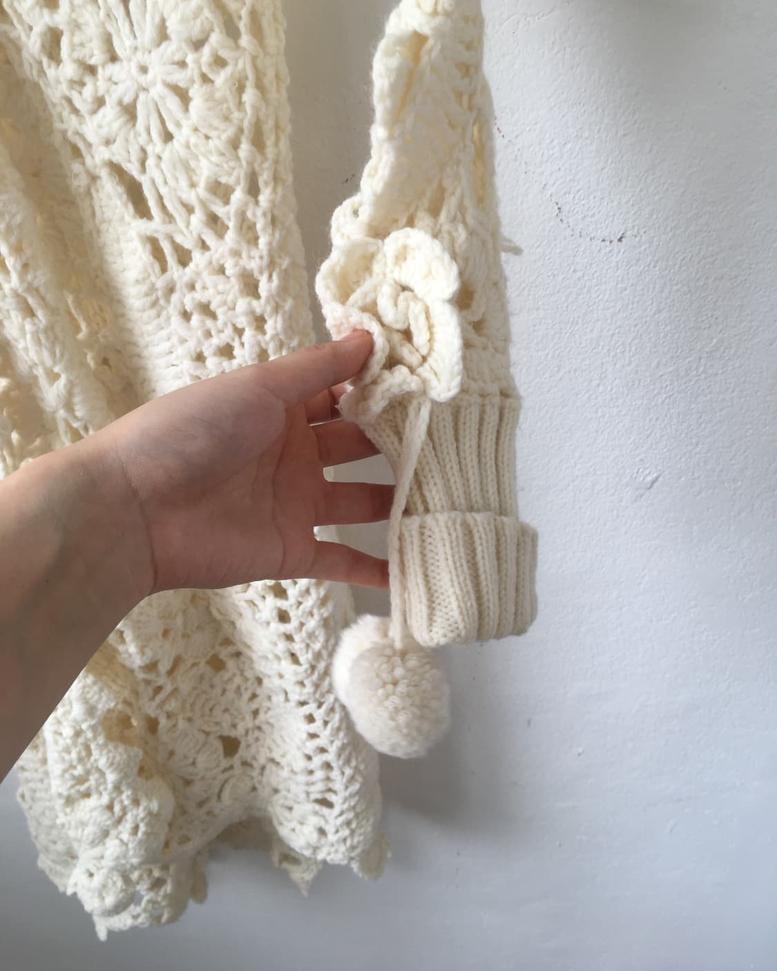 High neck crochet woolen knit cardigan 상품이미지4