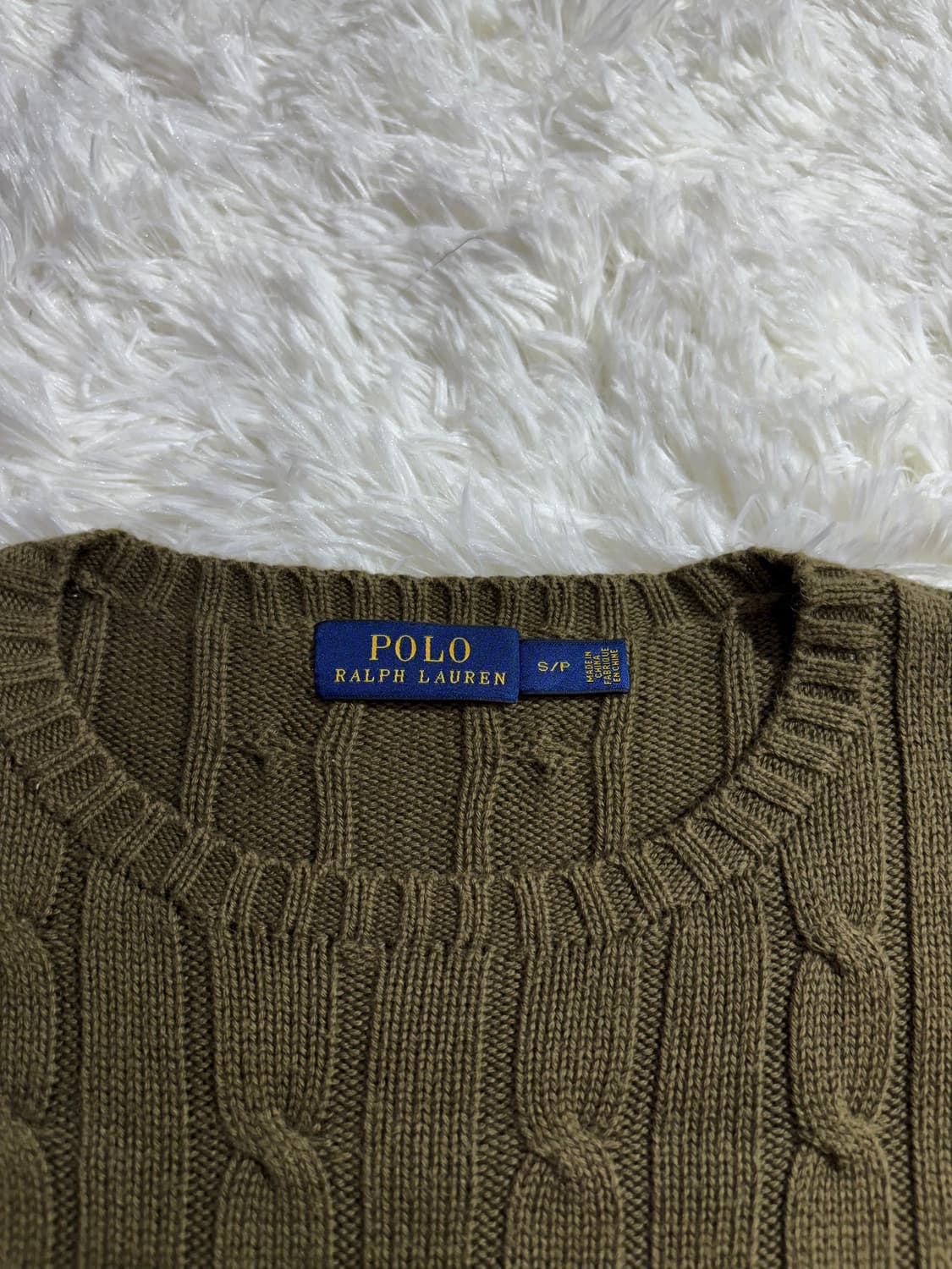 퓰로 랄프로렌 화이트포니 카키 꽈배기 니트  상품이미지6