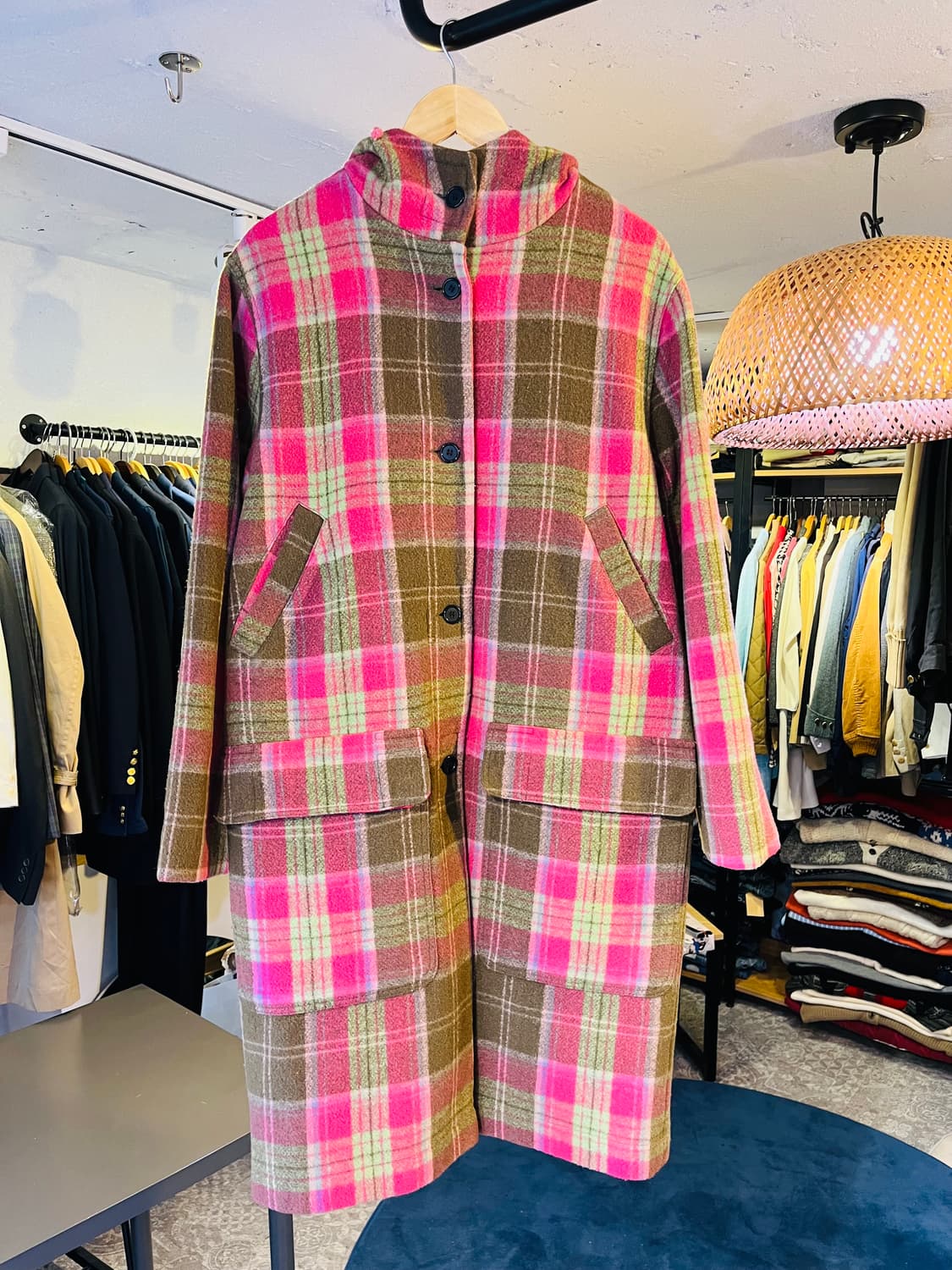 오일릴리 체크 후드 코트 상품이미지1