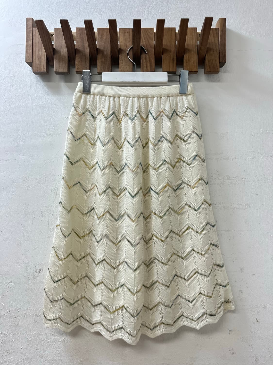 일본빈티지 아이보리 쉐브론 니트 A라인 스커트  상품이미지5