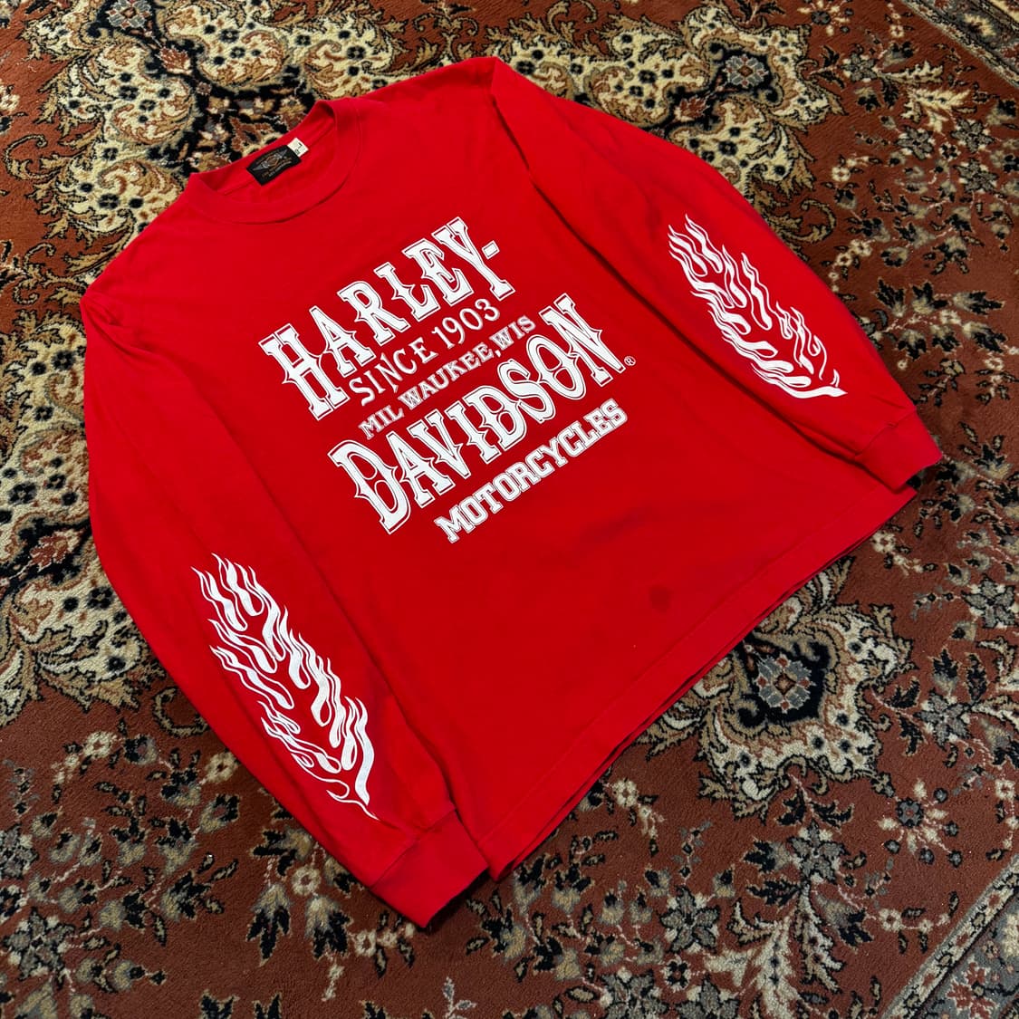 할리데이비슨 플레임 롱슬리브 (M) 레드 상품이미지2