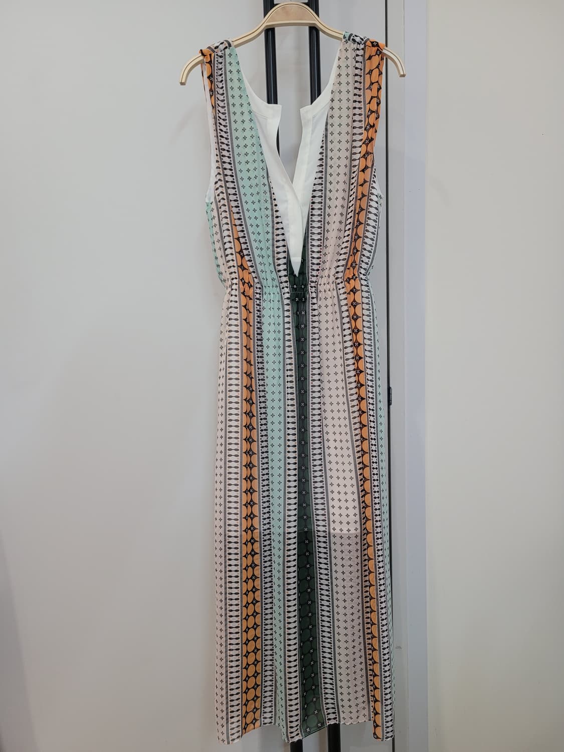 산드로 브이넥 패턴 슬리브리스 쉬폰 원피스 55 상품이미지2