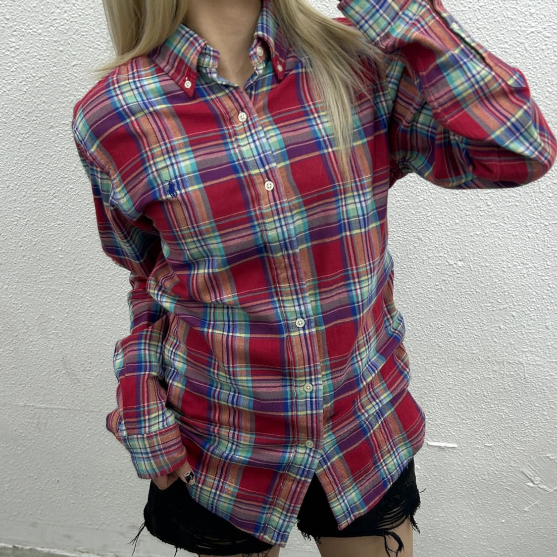 폴로 랄프로렌 퍼플포니 타탄체크 셔츠 S 상품이미지1