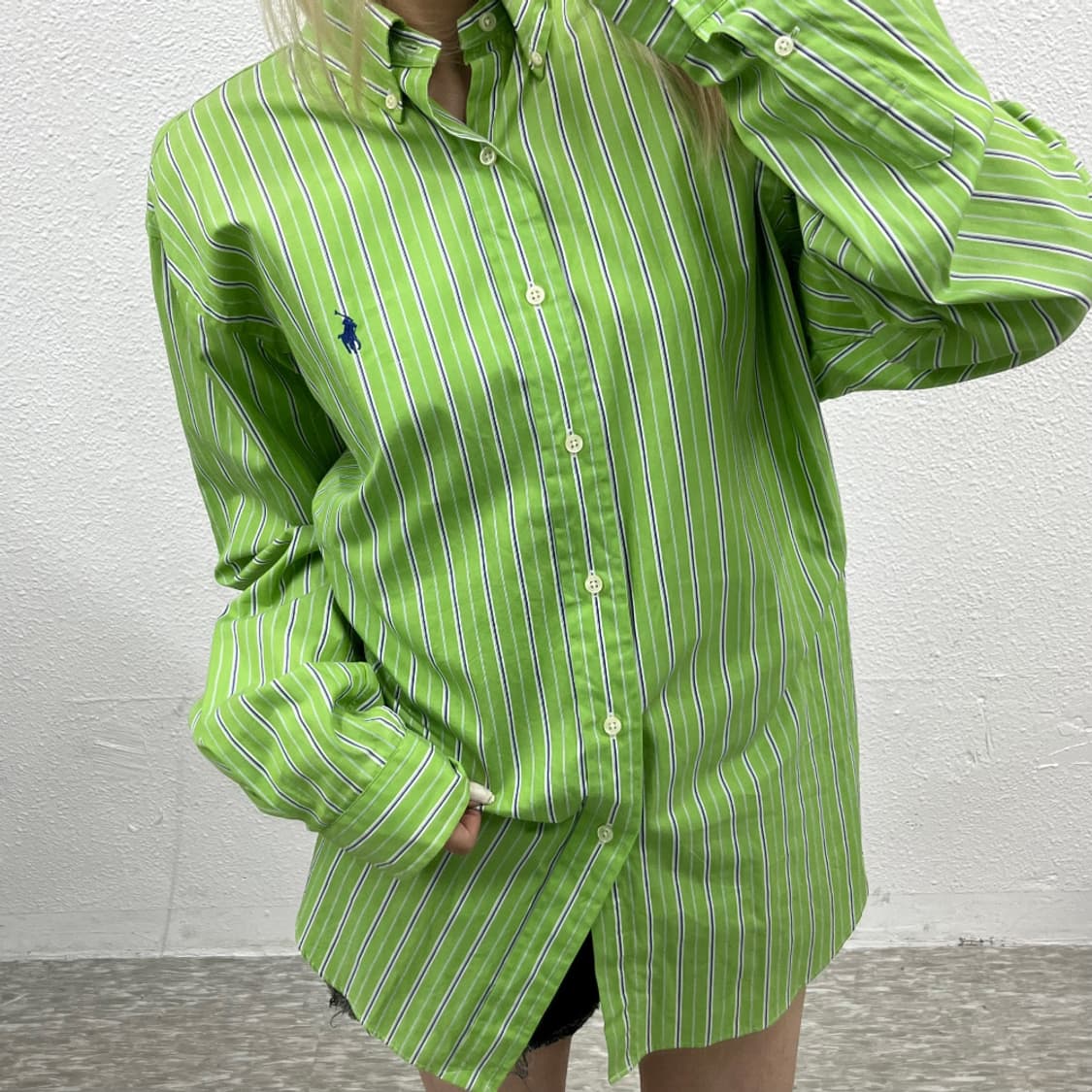 폴로 랄프로렌 네이비포니 녹차맛 셔츠 L 상품이미지5