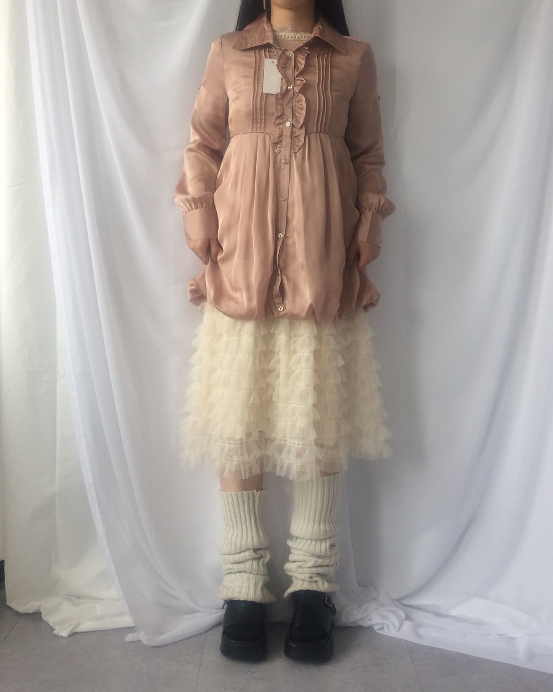 Frill balloon fit shirt onepiece 상품이미지7