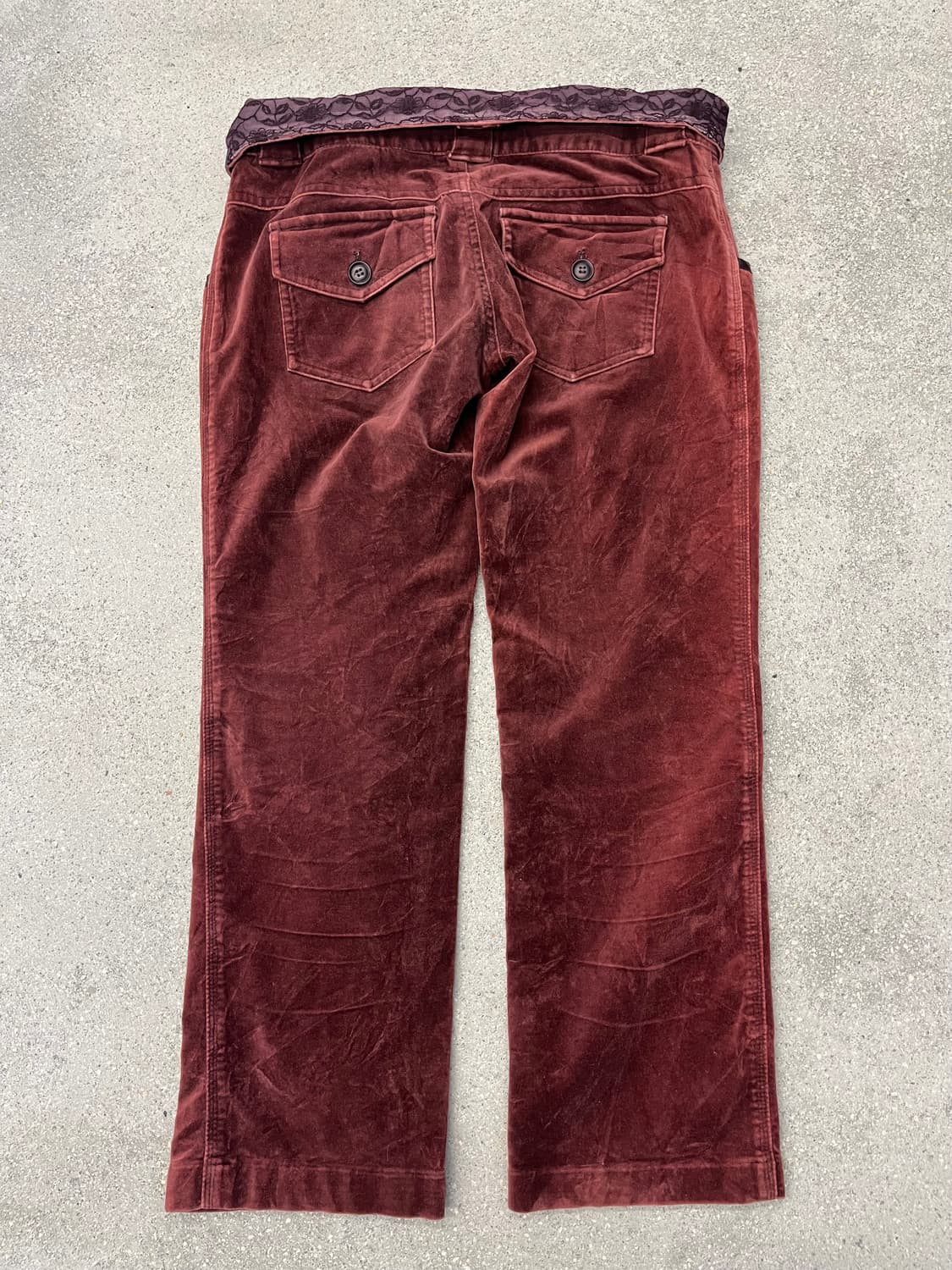버건디 벨벳 하이웨스트 팬츠 상품이미지4