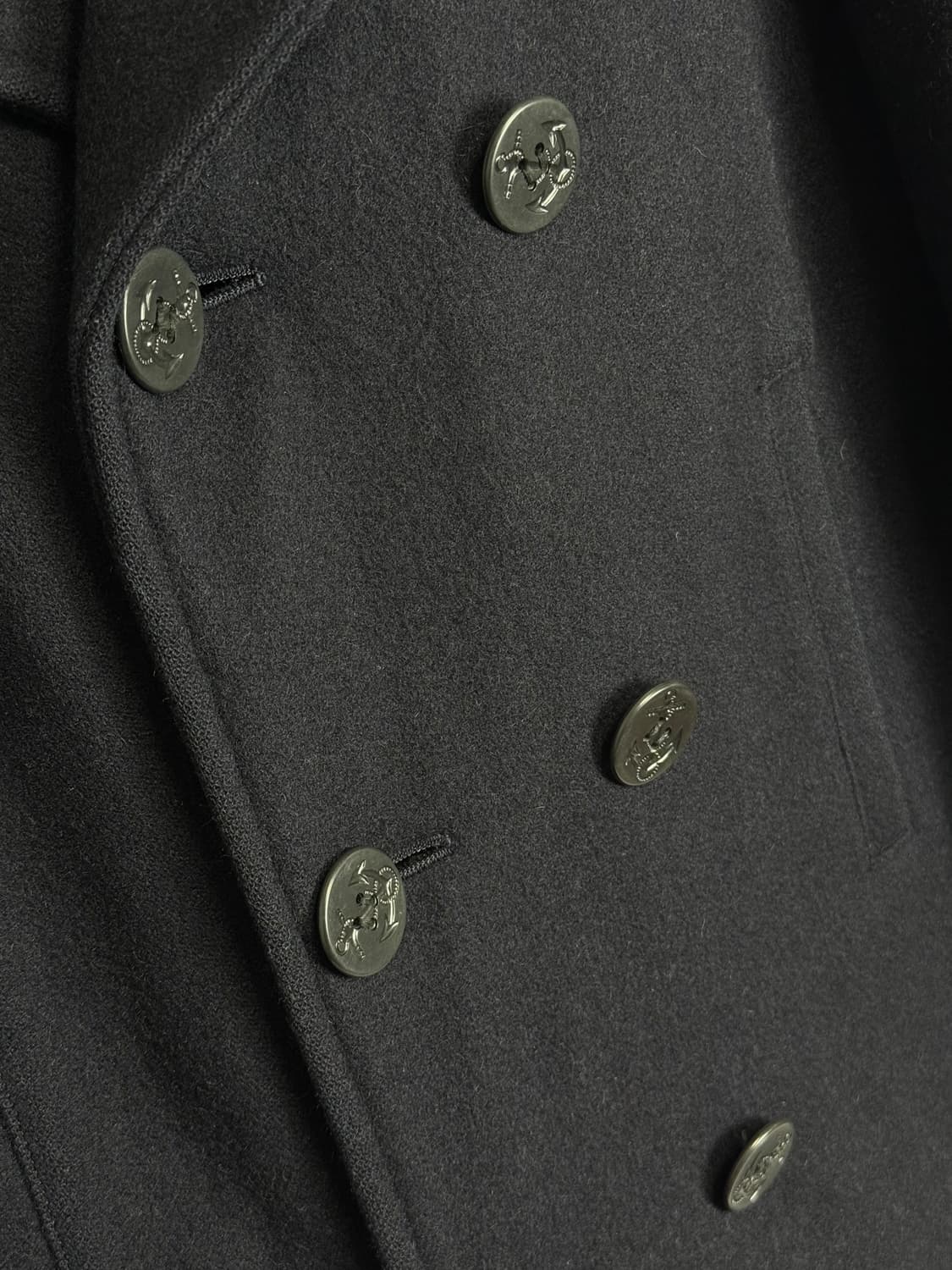 VAN JAC 반자켓 빈티지 멜튼 울 피코트 네이비 M 상품이미지5