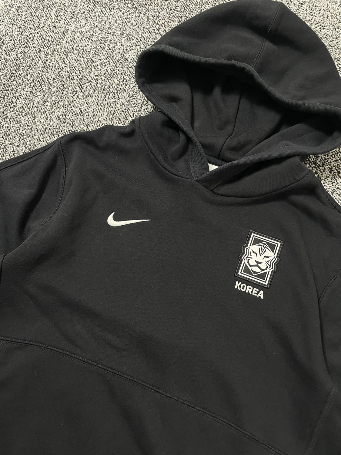 빈티지9. 나이키 대한민국 축구 플리스 풀오버 후드 티셔츠 블랙 상품이미지2