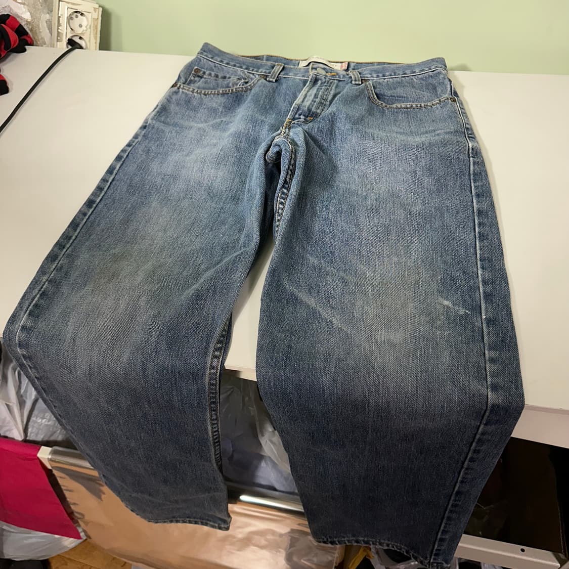 L-XL 리바이스550 USA 릴렉스핏 중청워시드 데님팬츠 상품이미지4