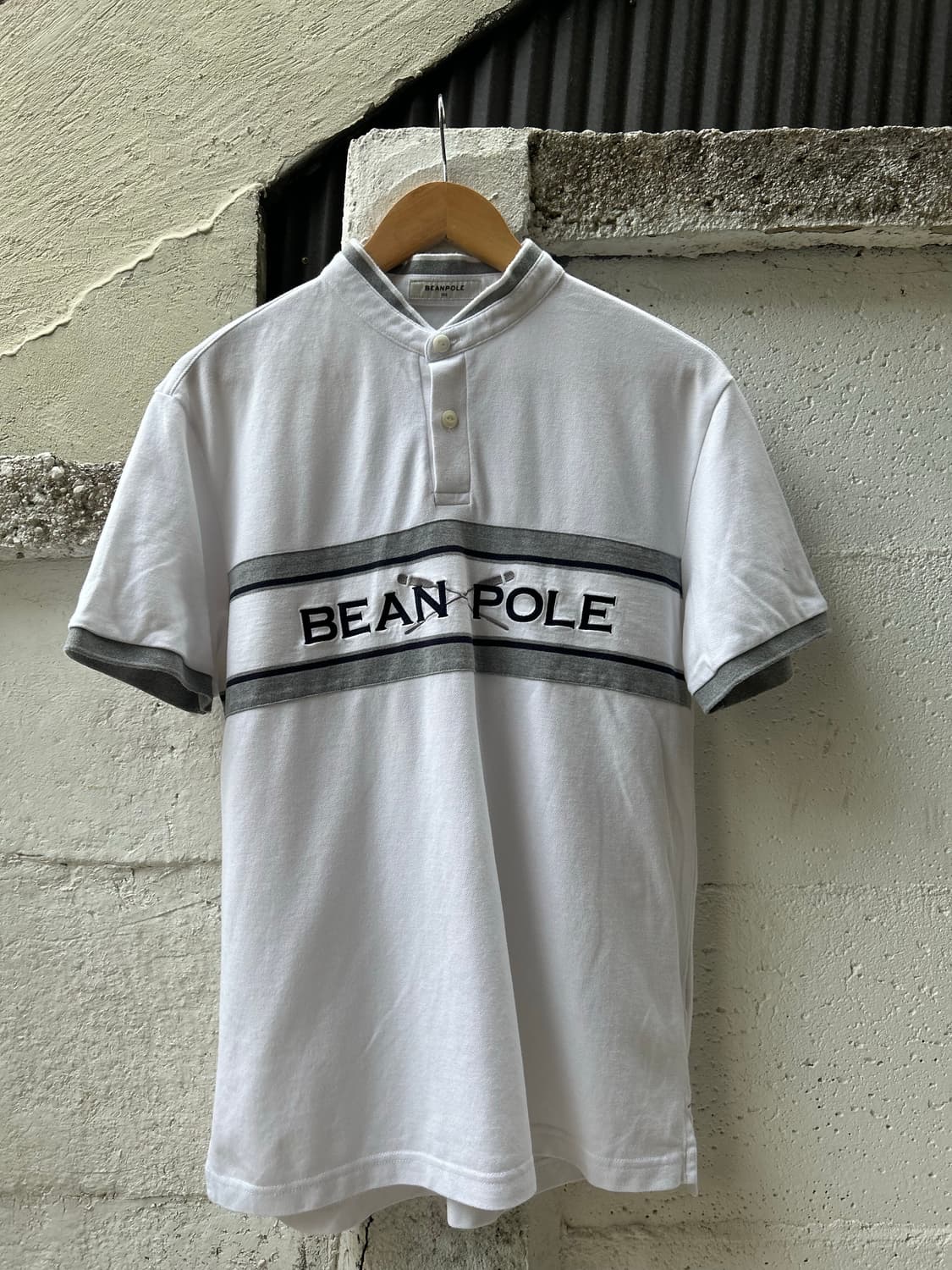 빈폴  화이트 컬러  코튼빈티지 헨리넥 폴로 셔츠 상품이미지1