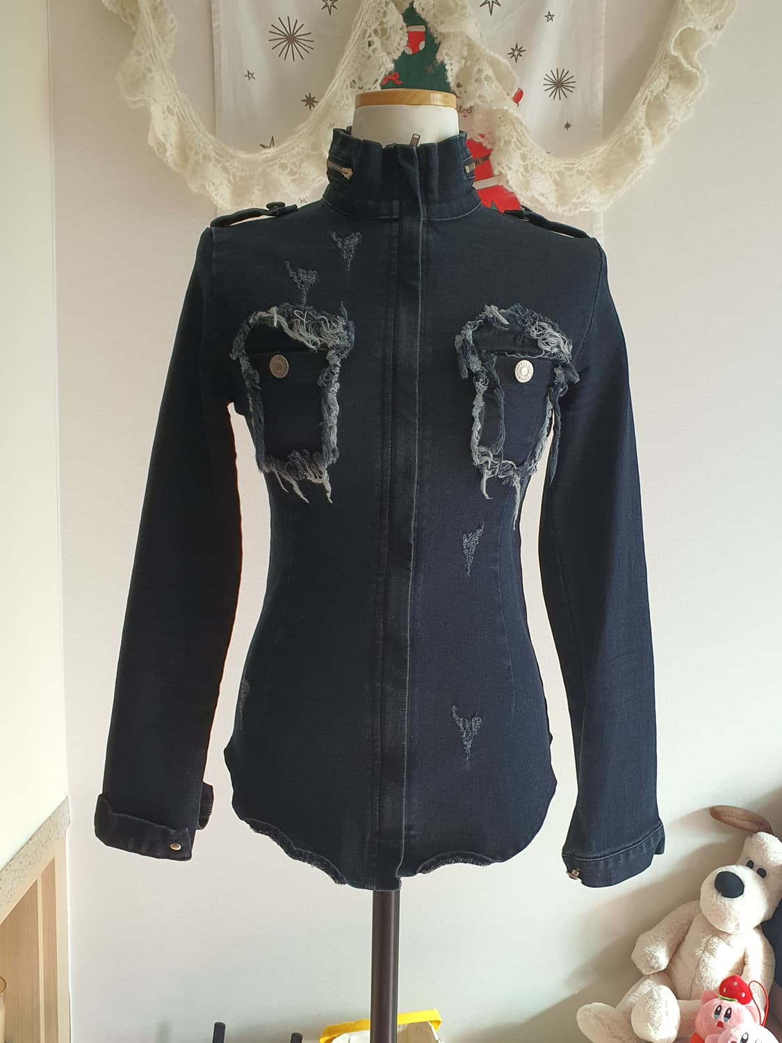 [y2k] 블랙 데님 긴팔 셔츠 스타일 자켓 상품이미지1