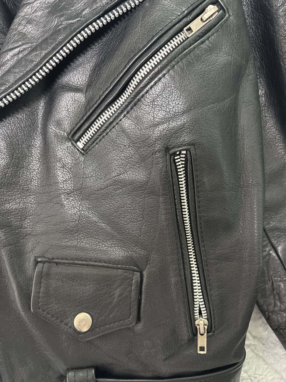 미국 빈티지 더블카라 소가죽 바이커자켓 상품이미지9