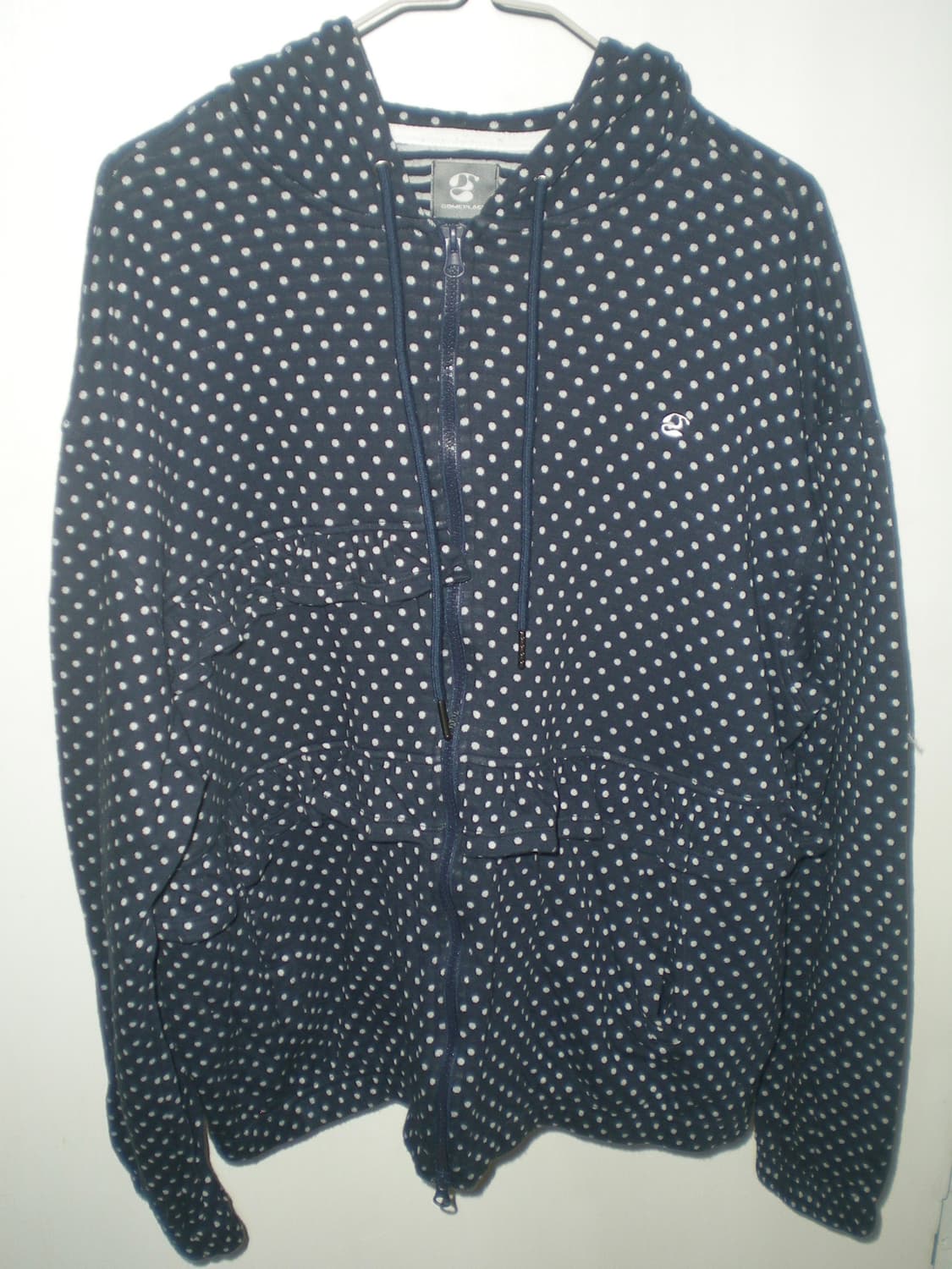 썸플레이스 도트 패턴 프릴 투웨이 코튼 루즈핏 후드집업 상품이미지2