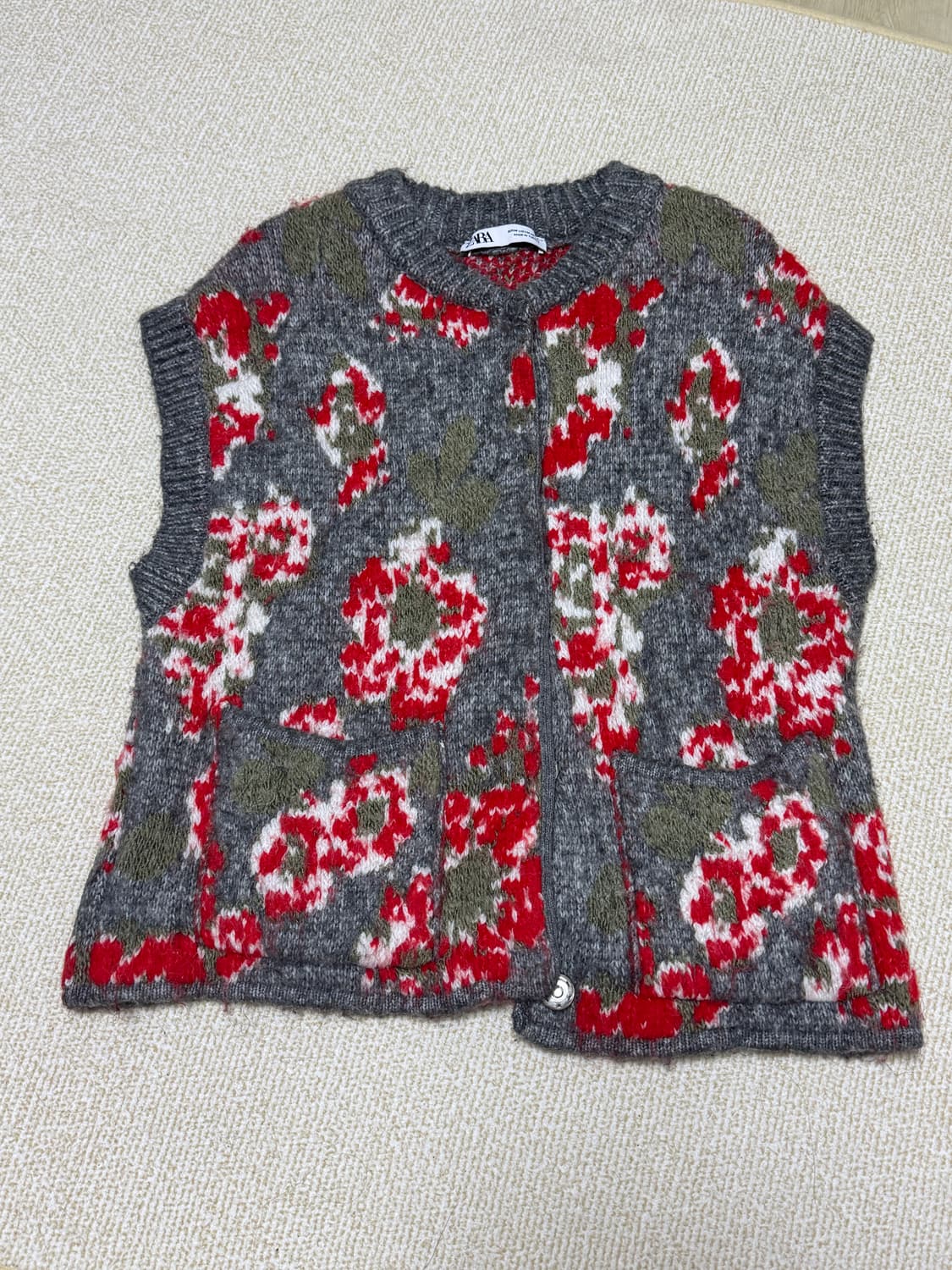 ZARA 플라워 패턴 니트 베스트(조끼) 상품이미지1