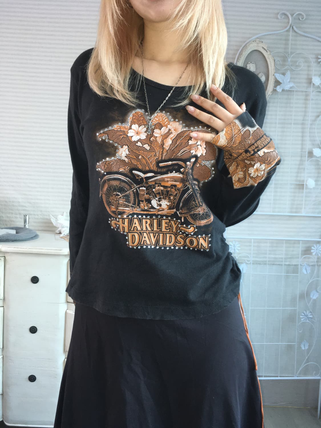 할리데이비슨 오리엔탈 큐빅 셔링 긴팔 티셔츠 상품이미지6