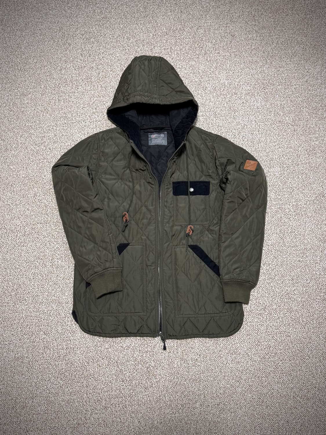 아웃도어프로덕츠 퀼팅 후드 자켓 L 카키 상품이미지1