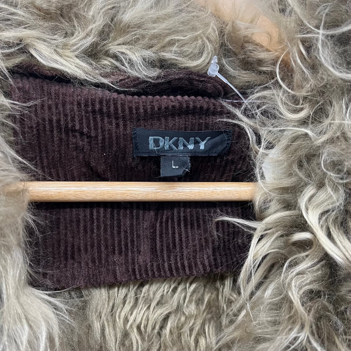 DKNY 브라운 코듀로이 퍼 코트 여L 상품이미지4